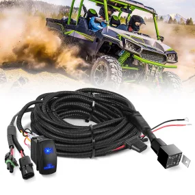 16AWG ATV UTV Fan Override Switch Kit with Relay LED Blue Light 5PIN Rocker Switch