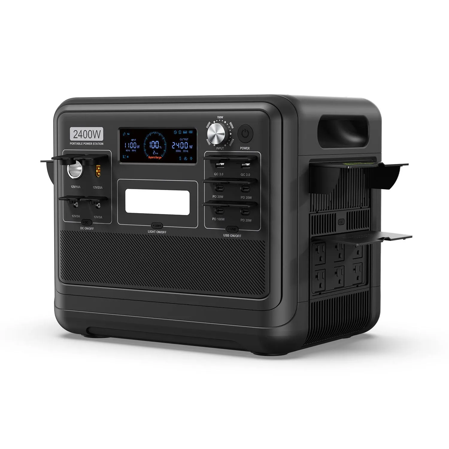 2400W Portable Power Station For Home Backup, Travel, Outdoor Camping - Black