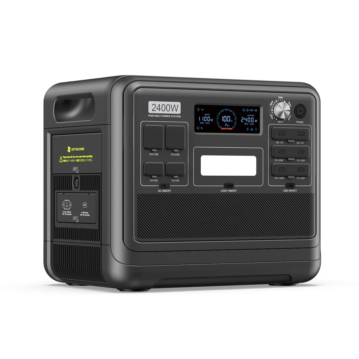 2400W Portable Power Station For Home Backup, Travel, Outdoor Camping - Black