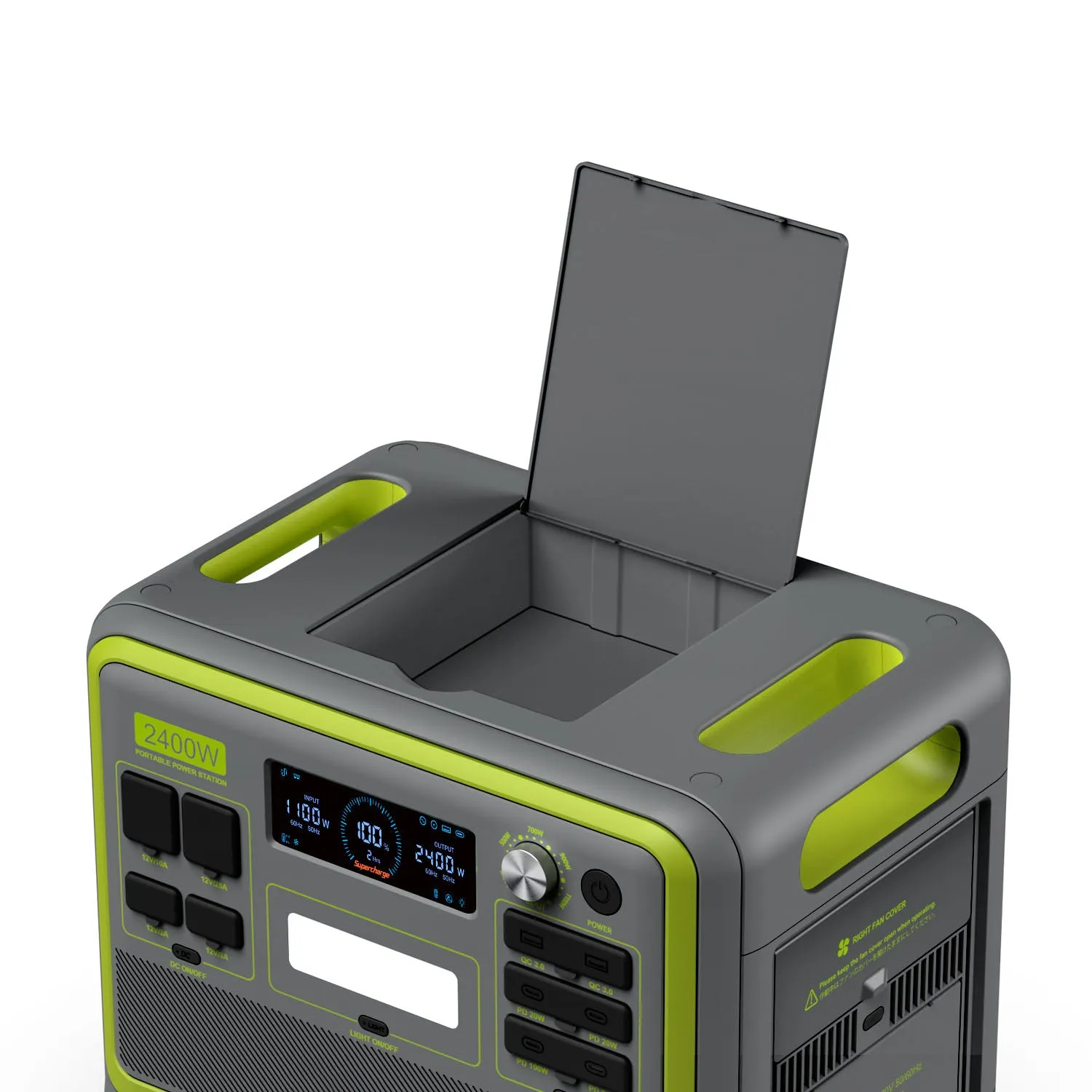 2400W Portable Power Station For Home Backup, Travel, Outdoor Camping - Green
