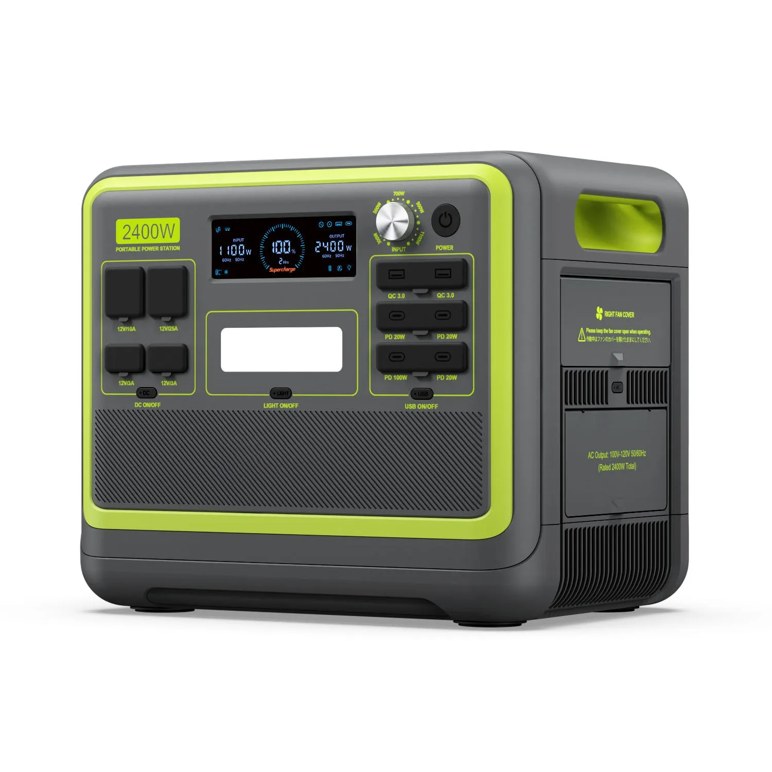 2400W Portable Power Station For Home Backup, Travel, Outdoor Camping - Green