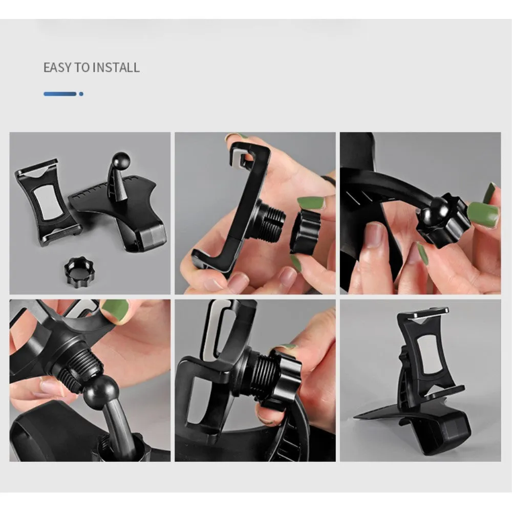 3 in 1 Car GPS Smartphone Holder: Dashboard / Visor Clamp   AC Grid Clip for Intex cloud Gem , cloud Gem Plus - Black