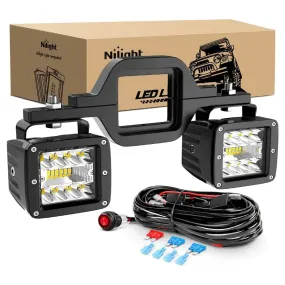 3 Inch 42W Cube Triple Row Spot Flood Led Pods (Pair) | 2.5 Inch Tow Hitch Mount | 16AWG Wire 3Pin Switch