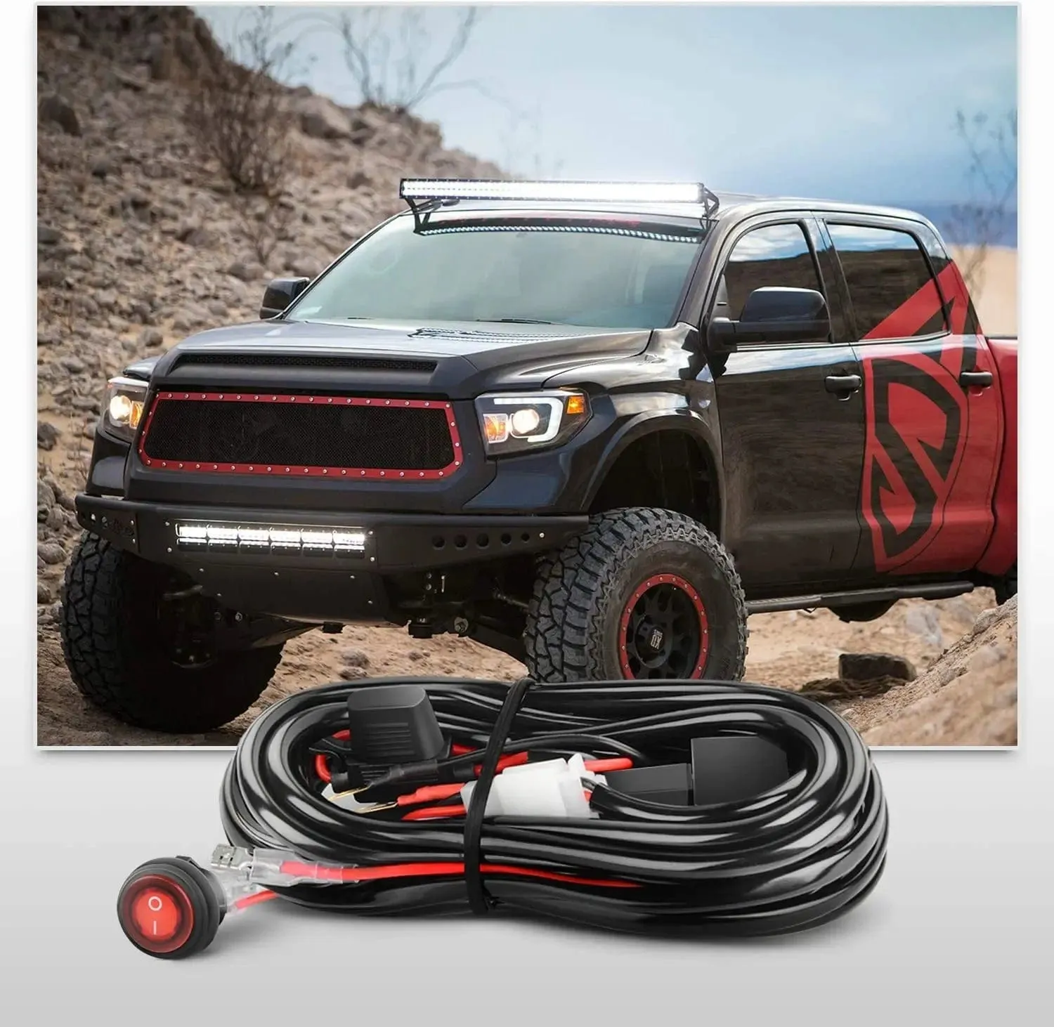 3 Inch 42W Cube Triple Row Spot Flood Led Pods (Pair) | 2.5 Inch Tow Hitch Mount | 16AWG Wire 3Pin Switch