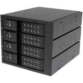 4 DRIVE BAY ALUMINUM TRAYLESS HOT SWAP MOBILE RACK BACKPLANE WITH FAN  LOCK FOR 3.5IN SAS II / SATA III - 6 GBPS HARD DRIVE - 3 BAY 5.25IN MOUNTED MOBILE RACK BACKPLANE