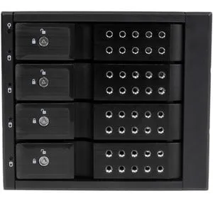 4 DRIVE BAY ALUMINUM TRAYLESS HOT SWAP MOBILE RACK BACKPLANE WITH FAN  LOCK FOR 3.5IN SAS II / SATA III - 6 GBPS HARD DRIVE - 3 BAY 5.25IN MOUNTED MOBILE RACK BACKPLANE