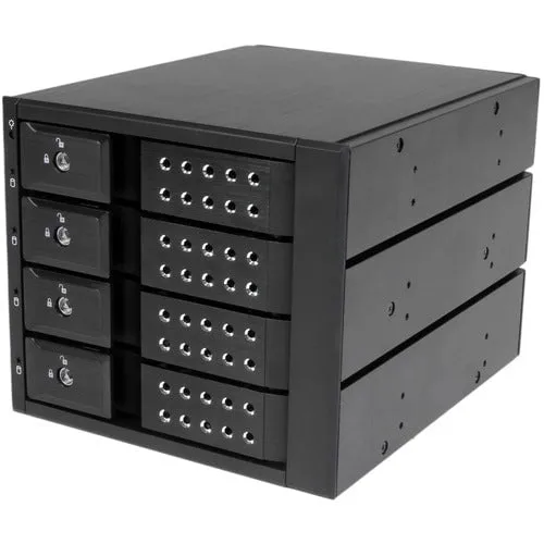4 DRIVE BAY ALUMINUM TRAYLESS HOT SWAP MOBILE RACK BACKPLANE WITH FAN  LOCK FOR 3.5IN SAS II / SATA III - 6 GBPS HARD DRIVE - 3 BAY 5.25IN MOUNTED MOBILE RACK BACKPLANE