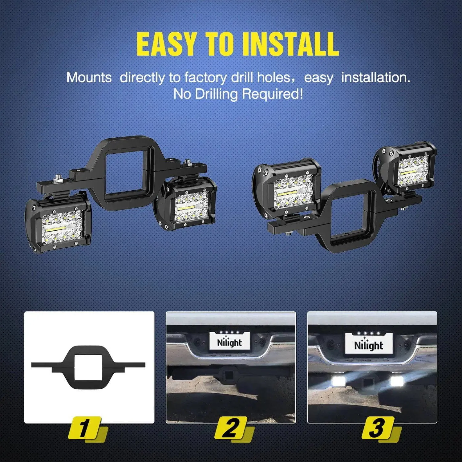 4 Inch 60W Triple Row Spot Flood Led Pods (Pair) | 2.5 Inch Tow Hitch Mount