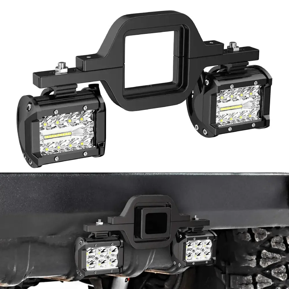 4 Inch 60W Triple Row Spot Flood Led Pods (Pair) | 2.5 Inch Tow Hitch Mount