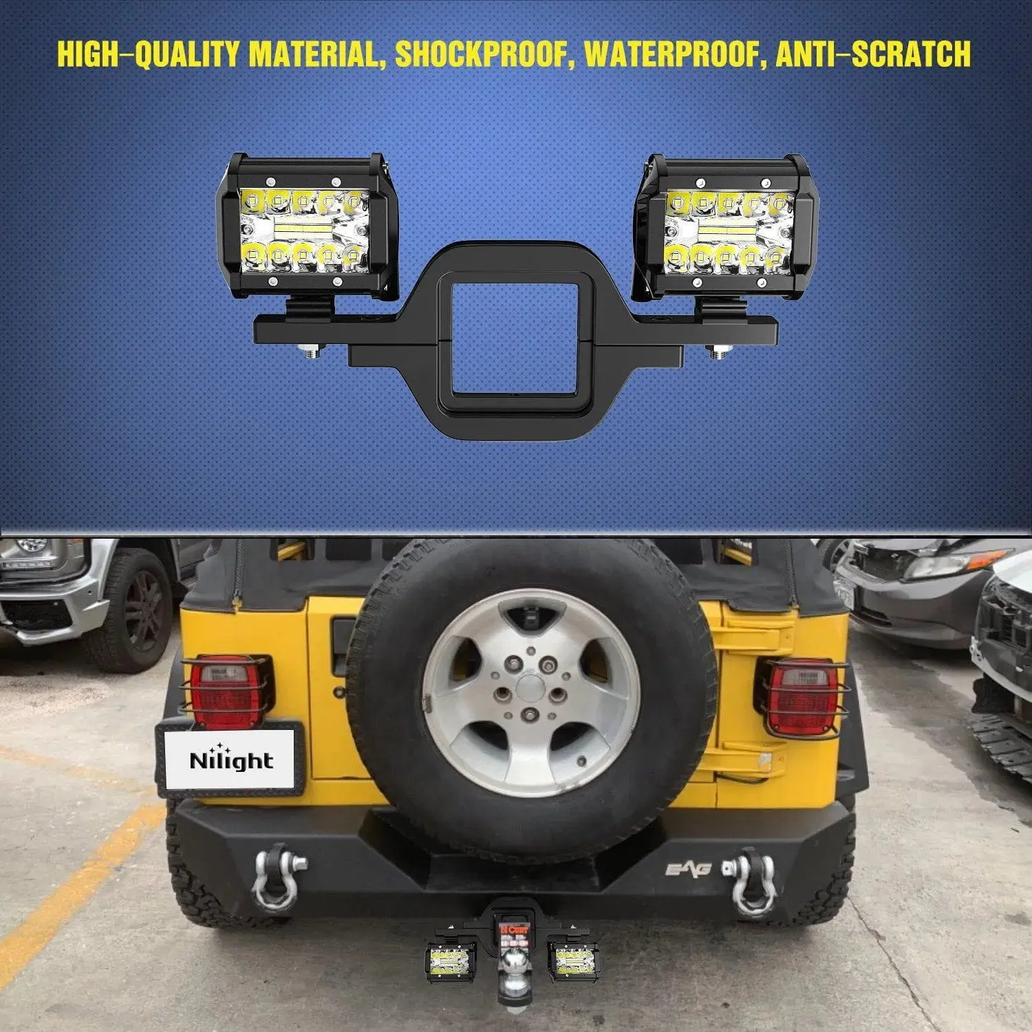 4 Inch 60W Triple Row Spot Flood Led Pods (Pair) | 2.5 Inch Tow Hitch Mount