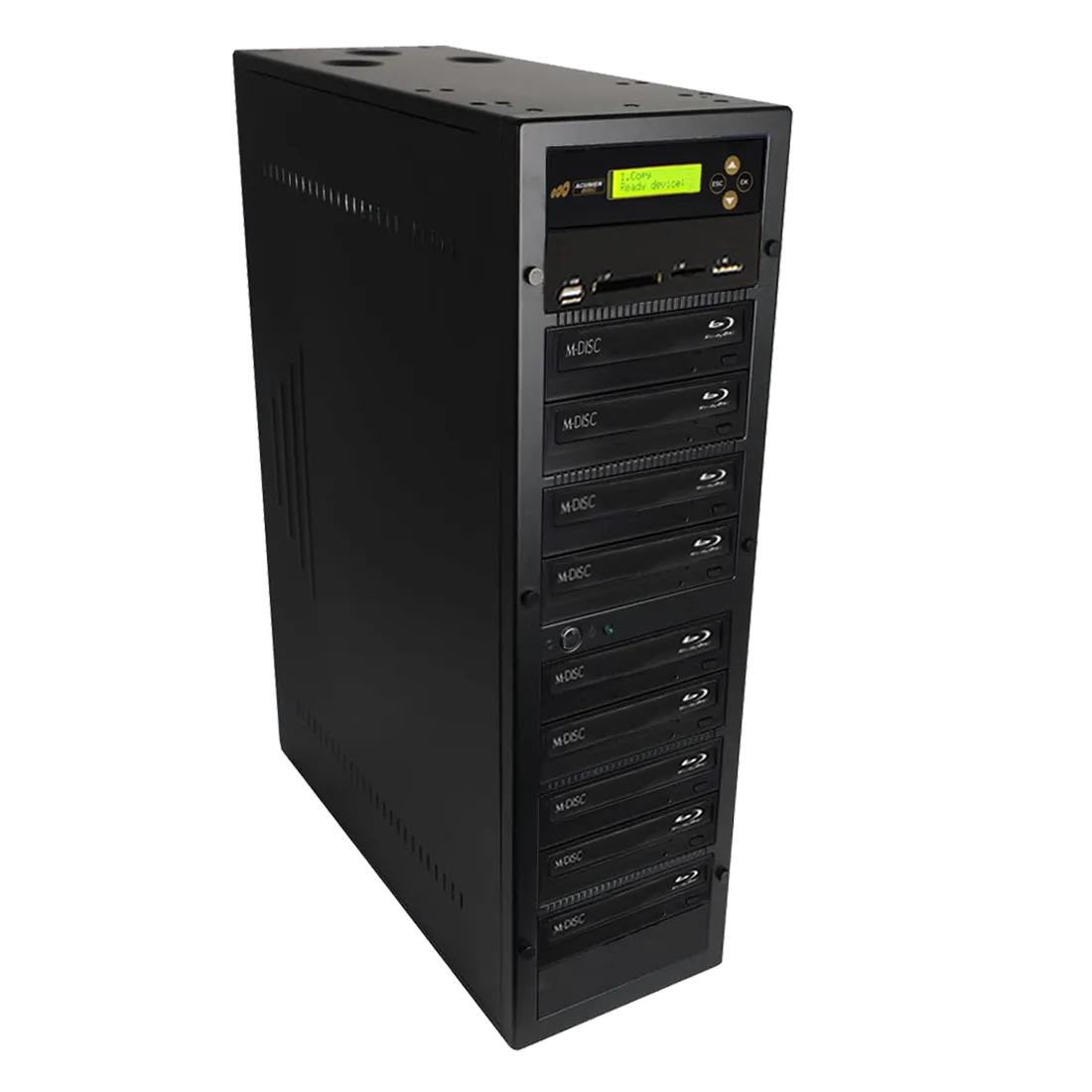 Acumen Disc 1 to 8 Blu-Ray Multimedia Backup Duplicator - Flash Media (CF / SD / USB / MMS) to Multiple Discs (BD/DVD) Copier Tower System (AD08-MMBD)