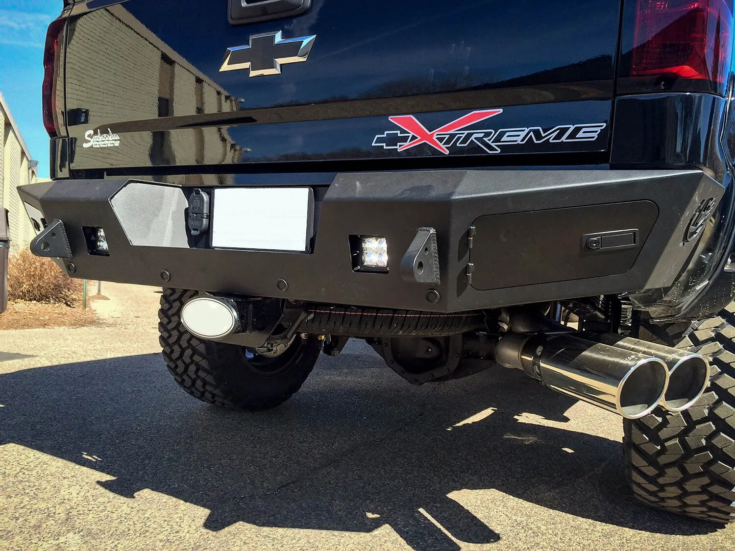 ADD HoneyBadger Rear Bumper w/ No Backup Sensor Cutouts - Chevy 2500/3500