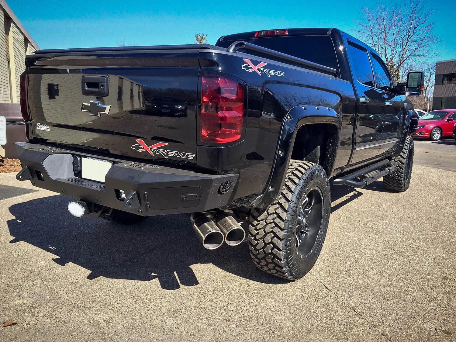 ADD HoneyBadger Rear Bumper w/ No Backup Sensor Cutouts - Chevy 2500/3500