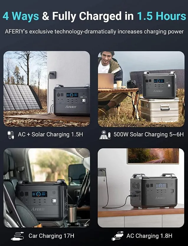 Aferiy AF-2000W Portable Power Station 2000W/4000W LiFePO4 Battery 1997Wh New