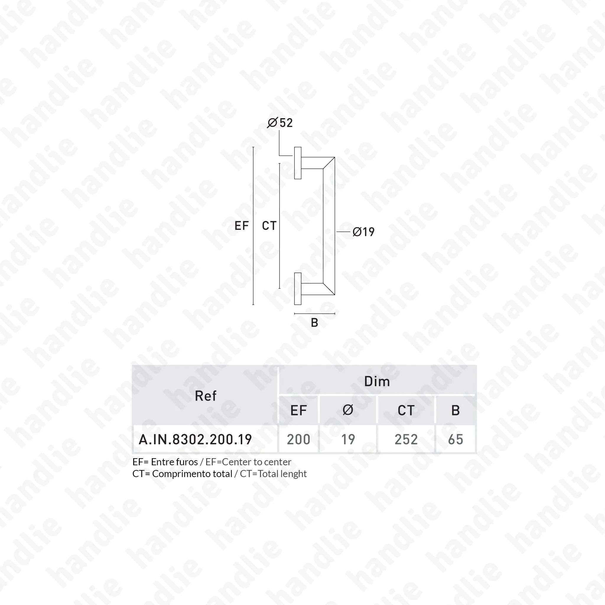 A.IN.8302 - Asa simples para portas - Inox