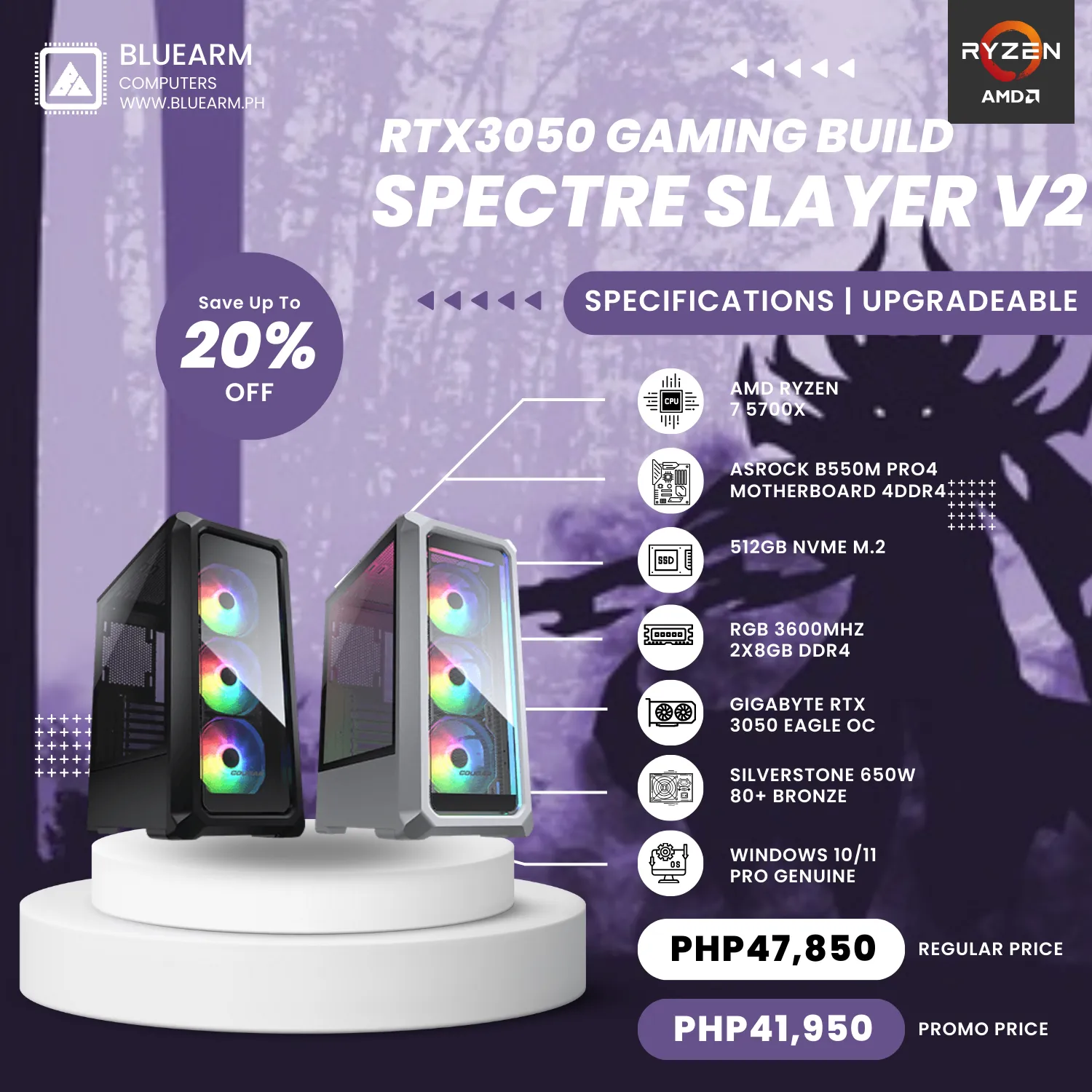 AMD RYZEN 7 5700X   SPECTRE SLAYER GAMING BUILD V2
