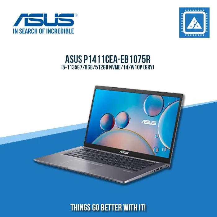 ASUS P1411CEA-EB1075R I5-1135G7 | 8GB RAM | 512GB NVME/14" | W10P Best for Students and Freelancers (GRY)