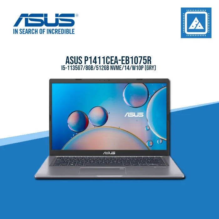 ASUS P1411CEA-EB1075R I5-1135G7 | 8GB RAM | 512GB NVME/14" | W10P Best for Students and Freelancers (GRY)