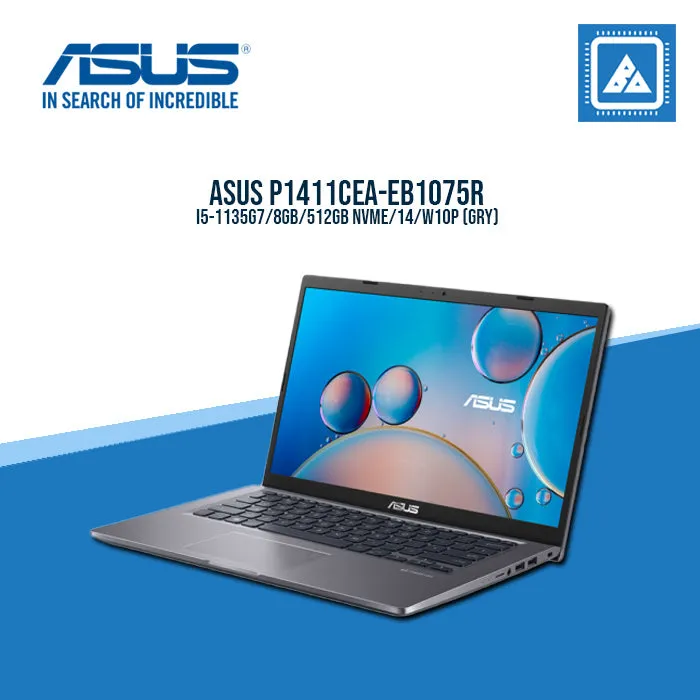 ASUS P1411CEA-EB1075R I5-1135G7 | 8GB RAM | 512GB NVME/14" | W10P Best for Students and Freelancers (GRY)