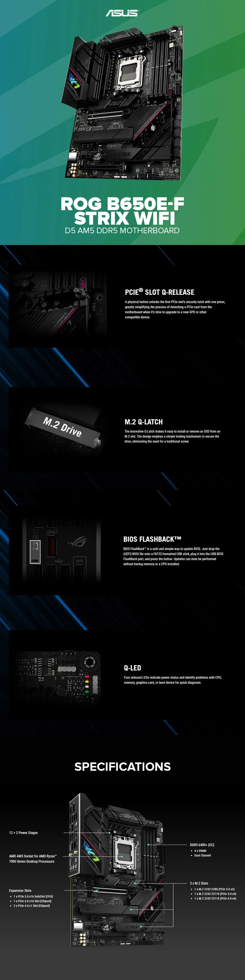 ASUS ROG B650E-F Strix wifi D5 AM5 DDR5 Motherboard