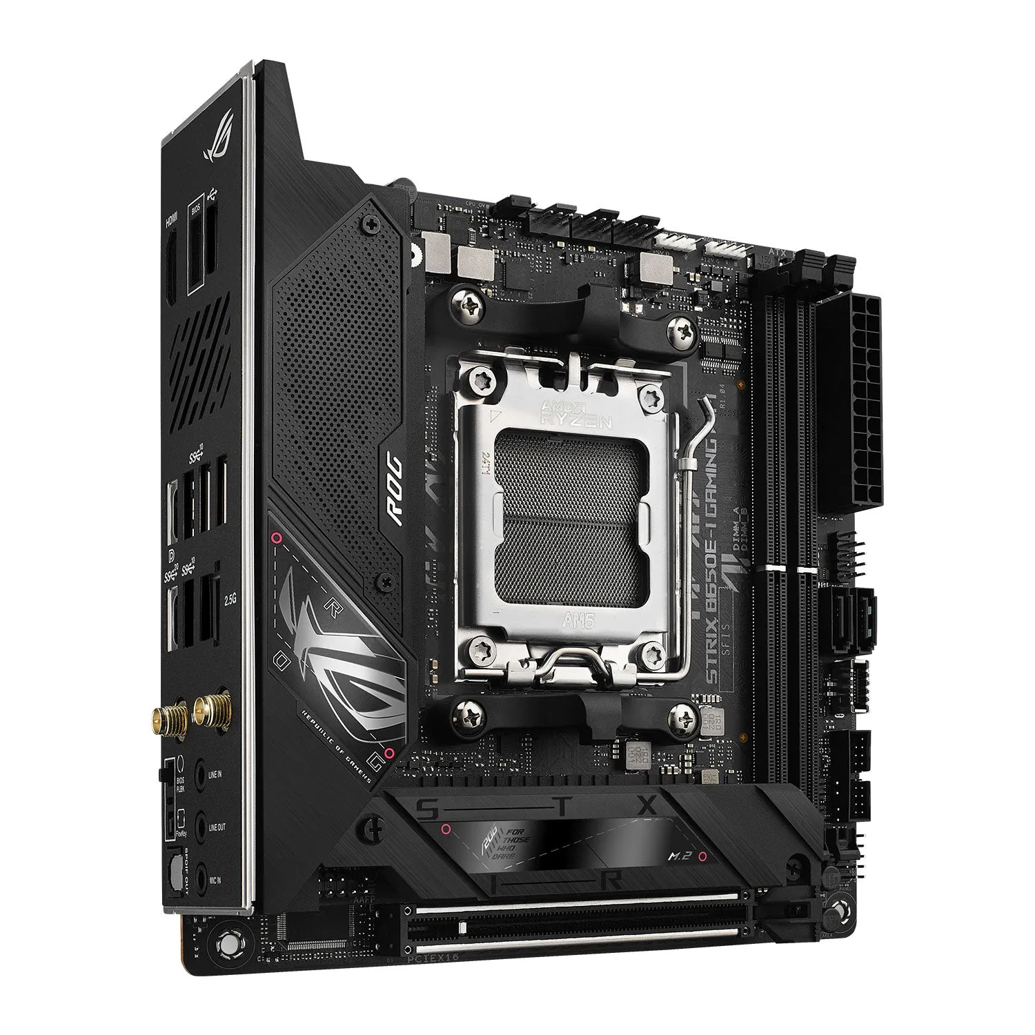 Asus Rog Strix AMD B650E-I Gaming WiFi Mini ITX Motherboard, DDR5, PCIe 5.0, AM5, WiFi 6E