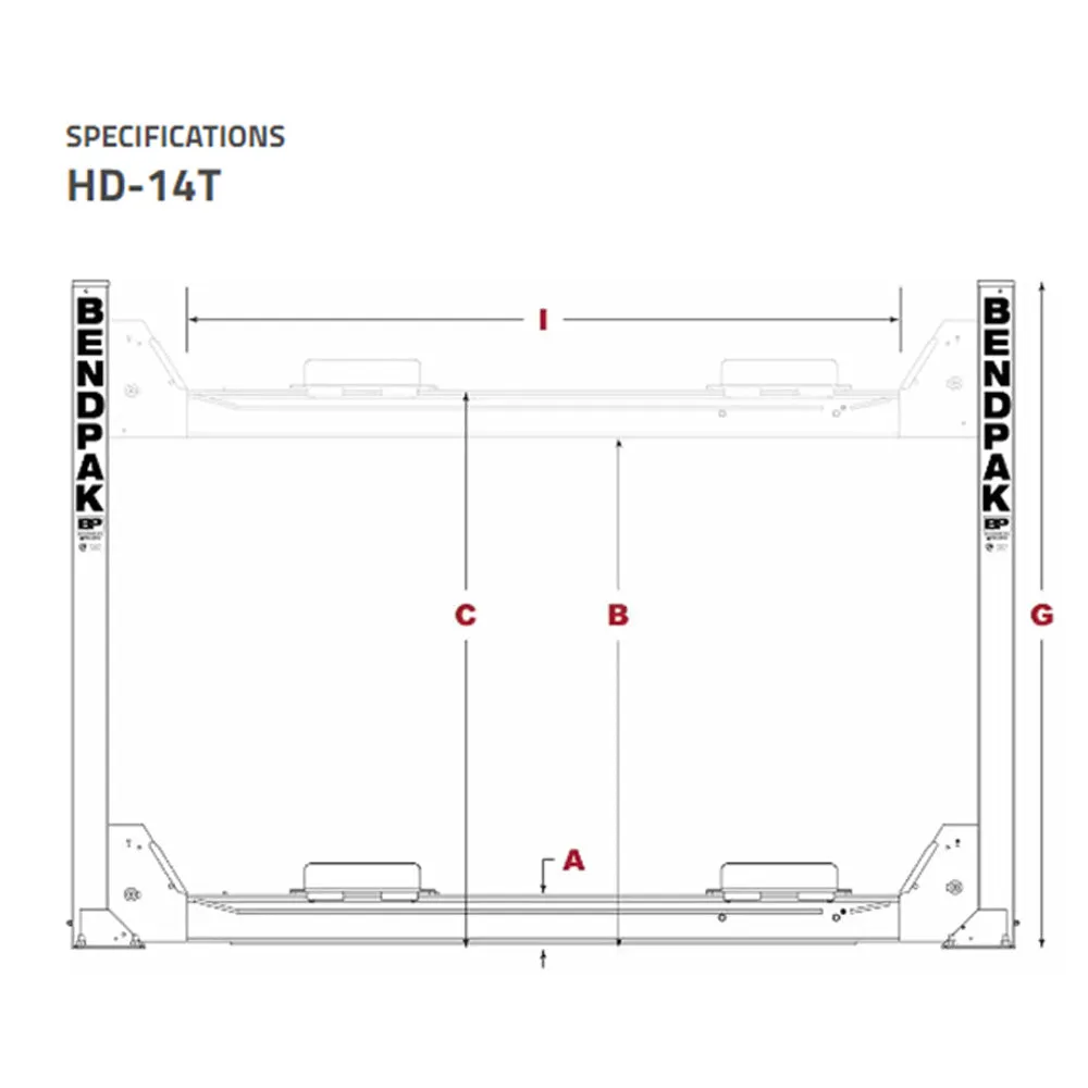 BendPak HD-14T 14,000-lb. Capacity / Four-Post Lift / Tall Lift / 82" Rise