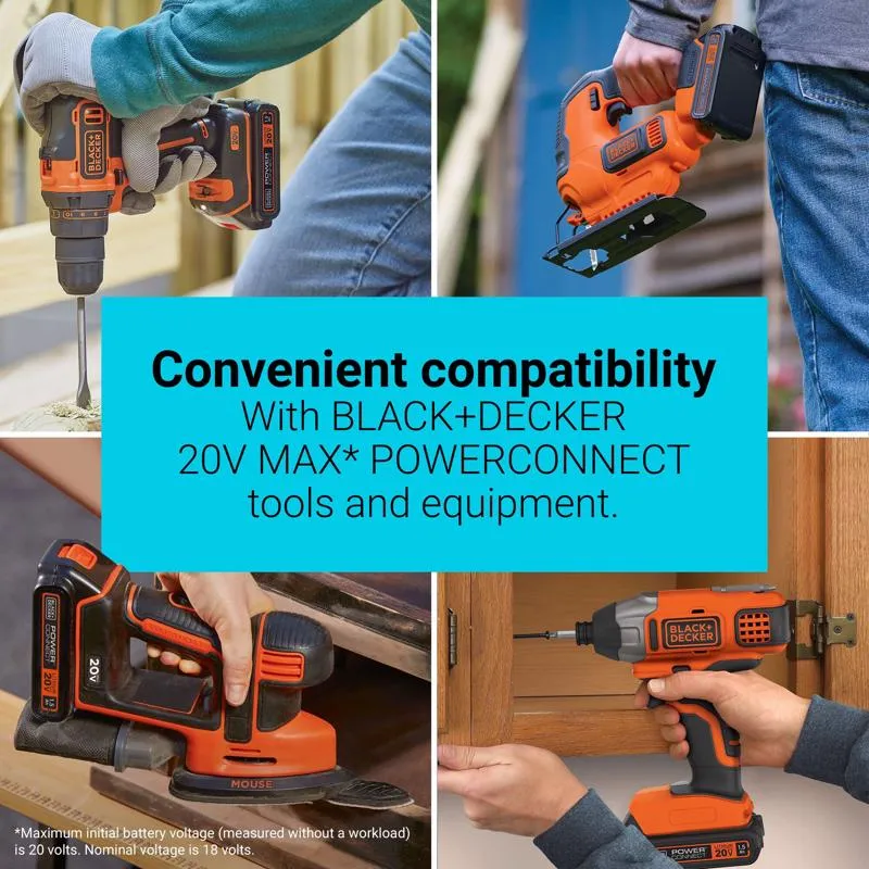 Black Decker 20V MAX LBXR20 1.5 Ah Lithium-Ion Battery 1 pc