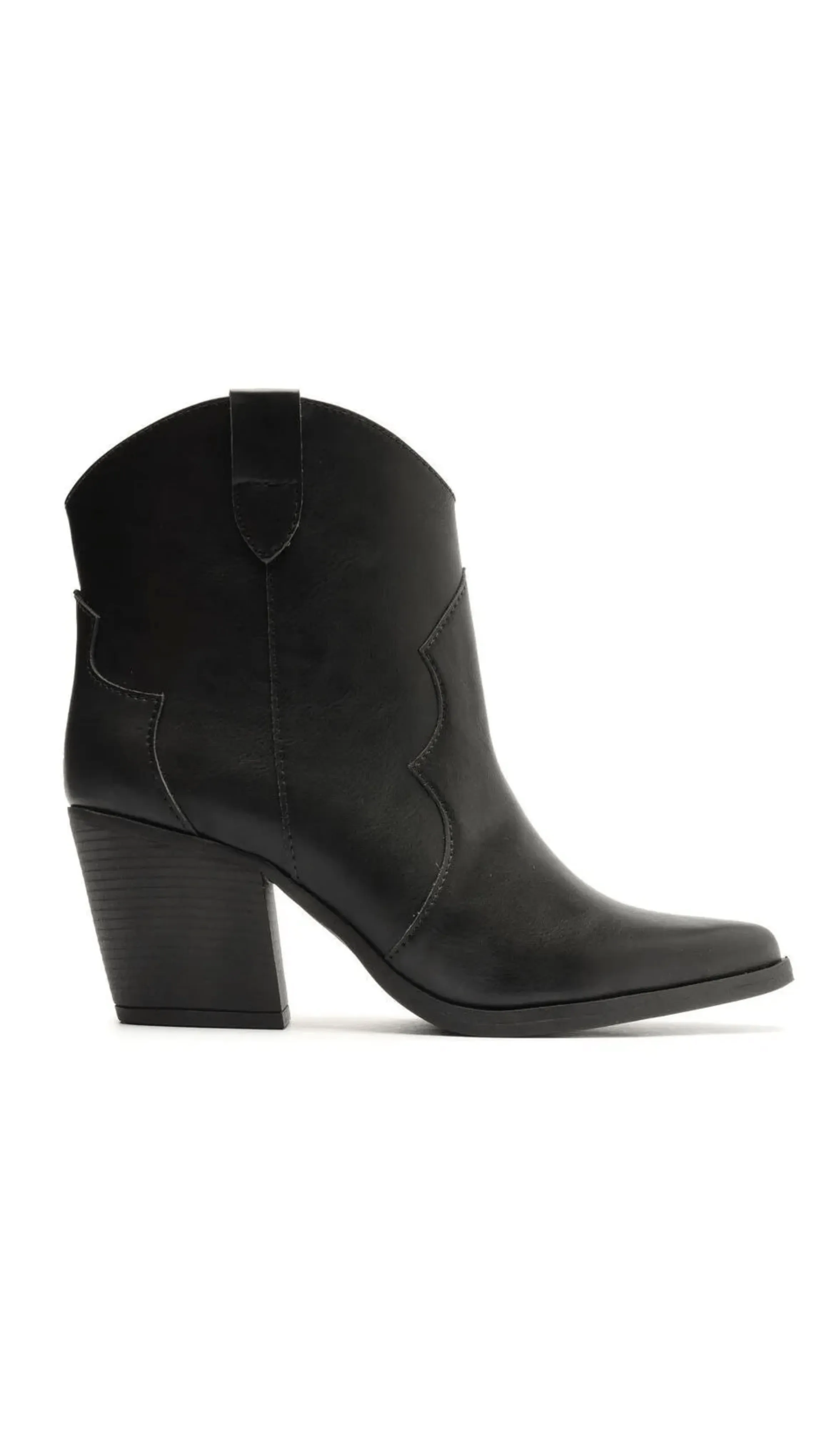 Bota Feminina Western Salto Bloco Bico Fino Preta My Shoes