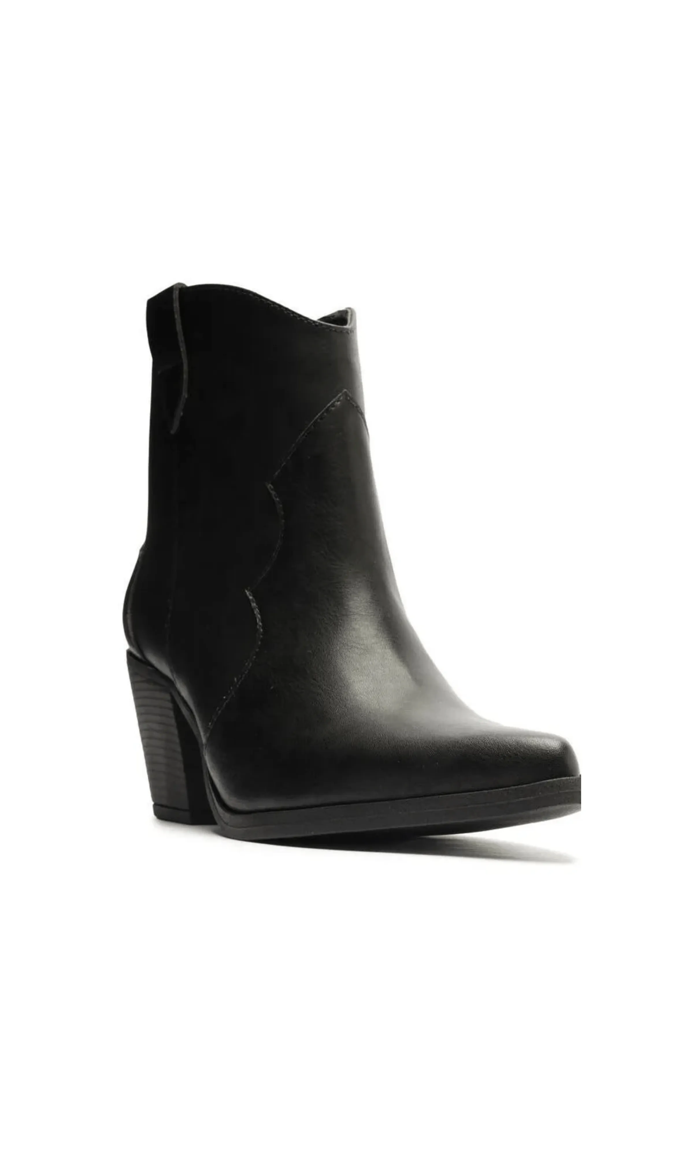 Bota Feminina Western Salto Bloco Bico Fino Preta My Shoes