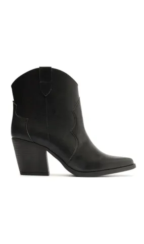 Bota Feminina Western Salto Bloco Bico Fino Preta My Shoes