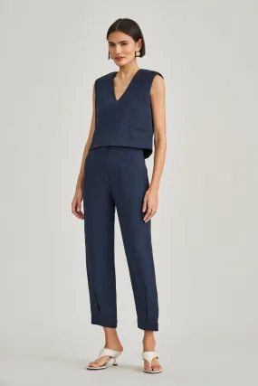 Calça de Alfaiataria Azul Marinho Olivia