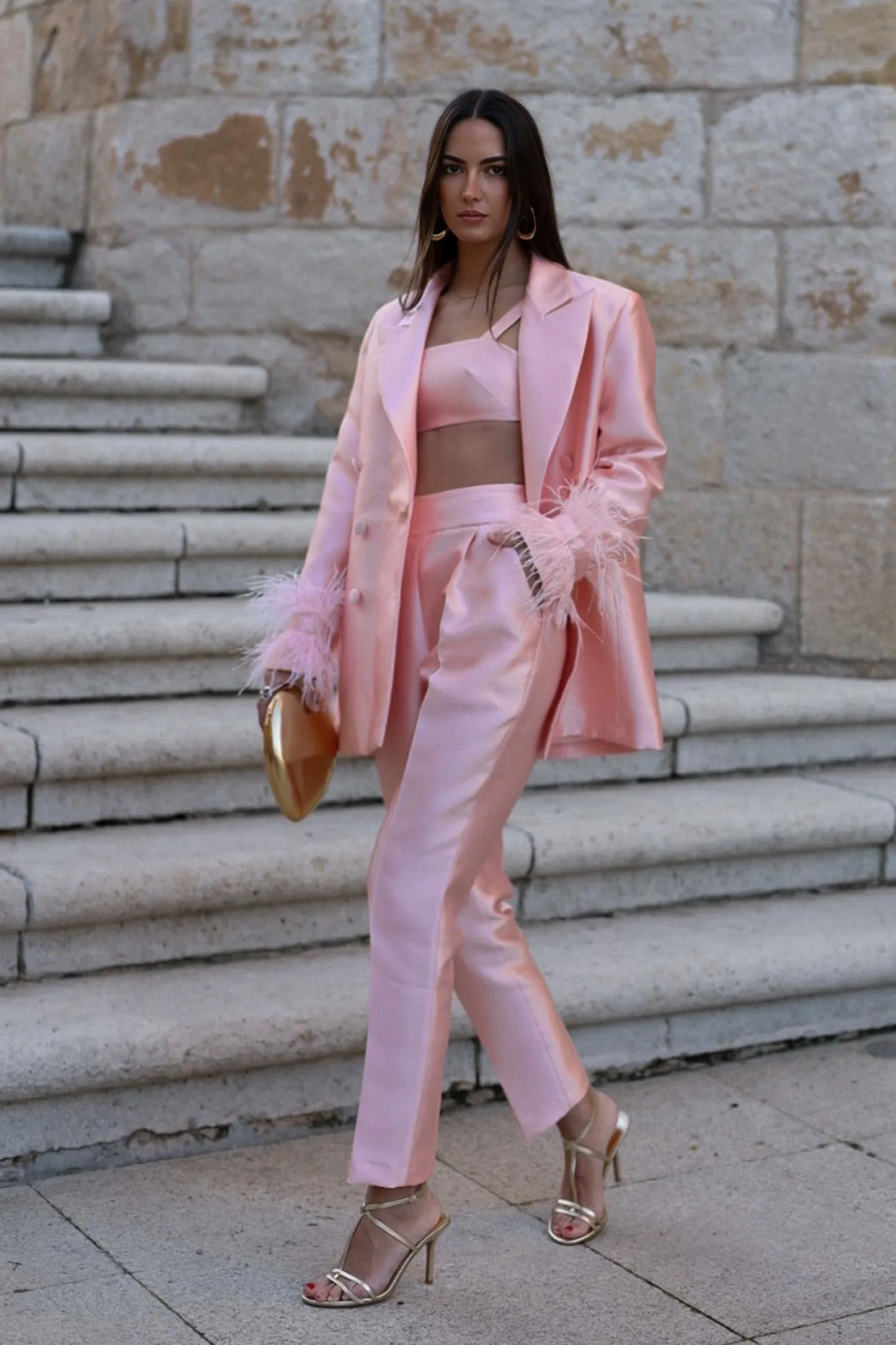 CALÇA ROSA ESTRUTURADA