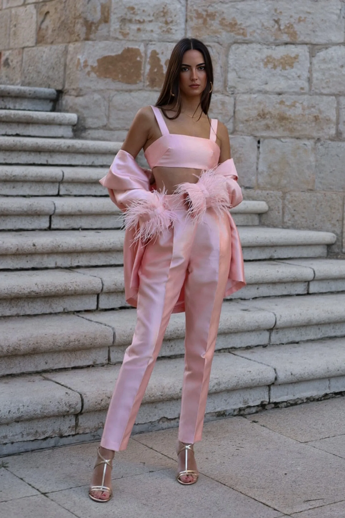 CALÇA ROSA ESTRUTURADA