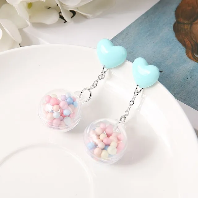 Candy Heart Pom Pom Earrings
