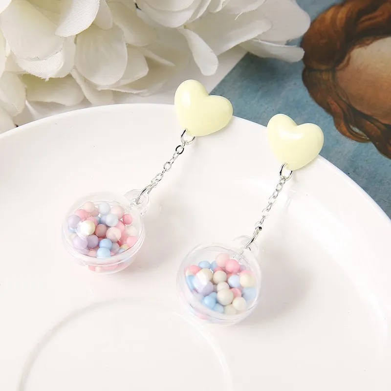 Candy Heart Pom Pom Earrings