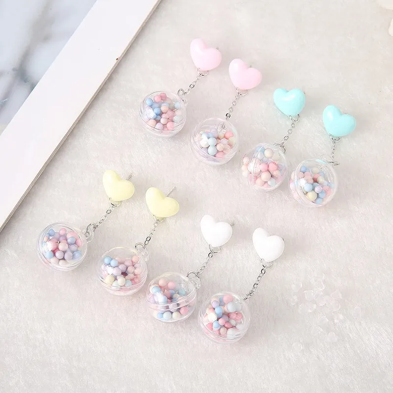 Candy Heart Pom Pom Earrings
