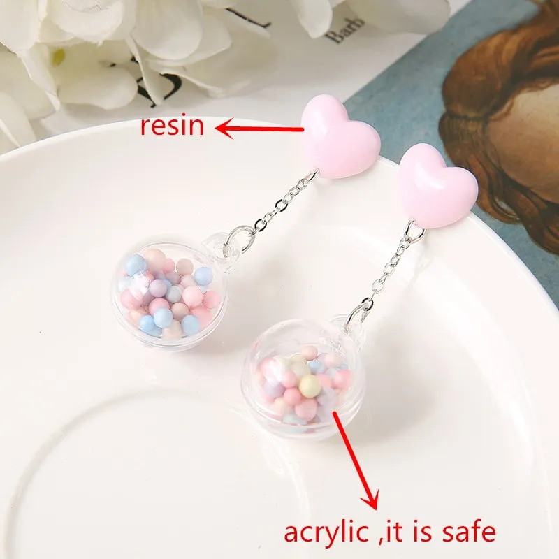 Candy Heart Pom Pom Earrings