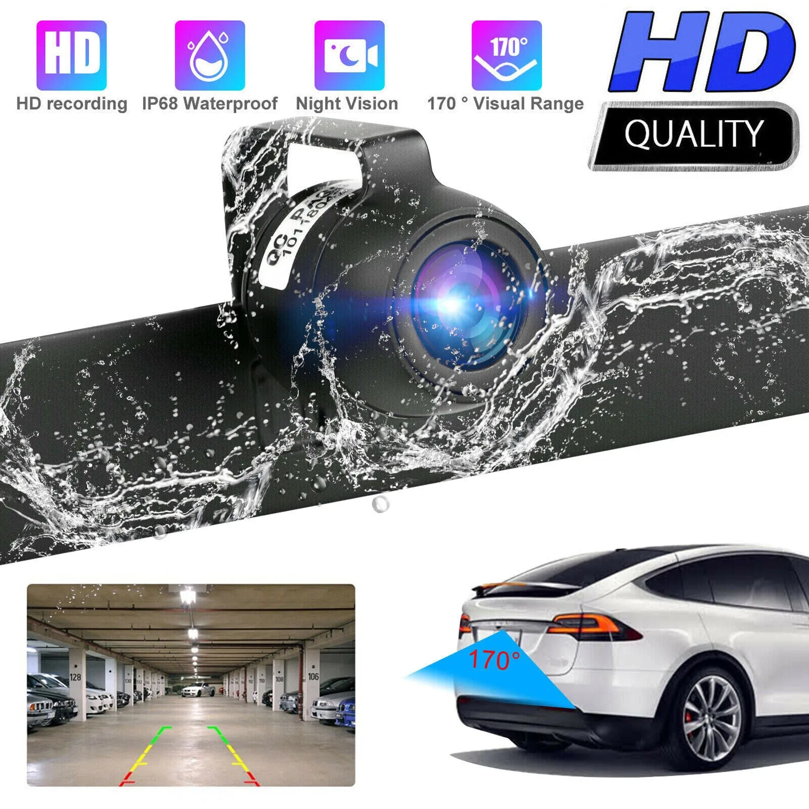 Car Reverse Backup Camera 170-degree Wide Viewing Angle Hd Night