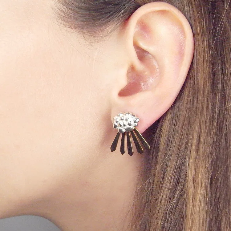 Cloud and Rays of Sunshine Earrings Gold