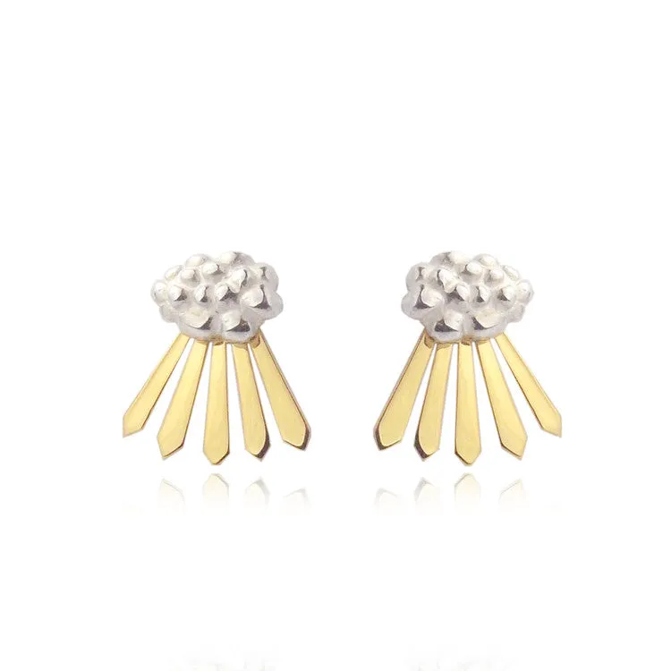 Cloud and Rays of Sunshine Earrings Gold