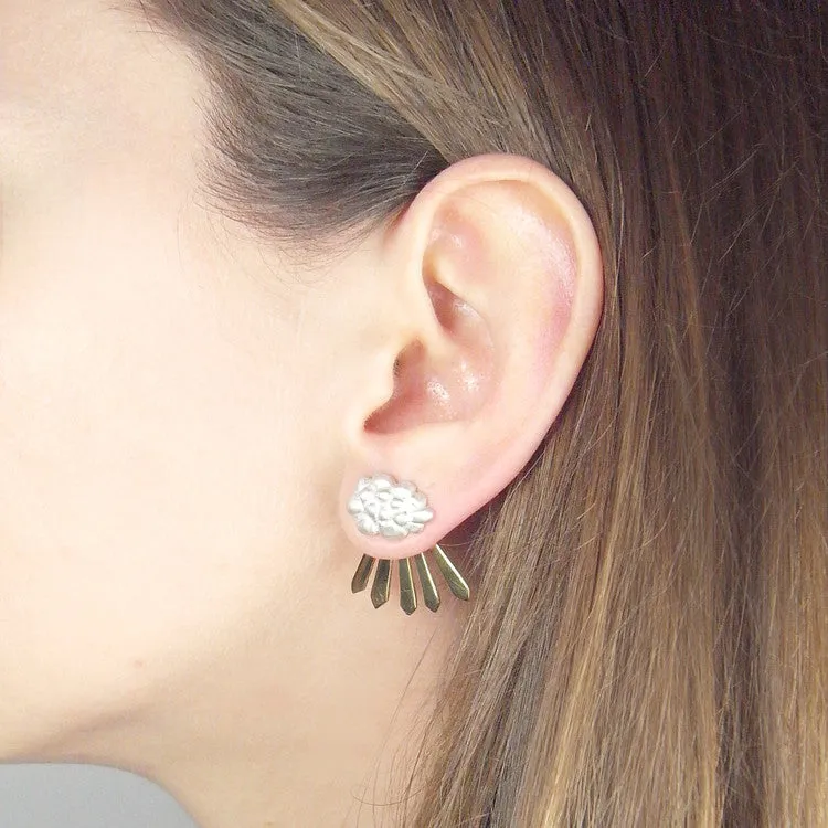 Cloud and Rays of Sunshine Earrings Gold