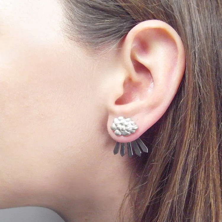 Cloud and Rays of Sunshine Earrings Silver