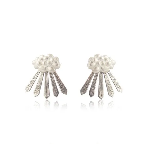 Cloud and Rays of Sunshine Earrings Silver