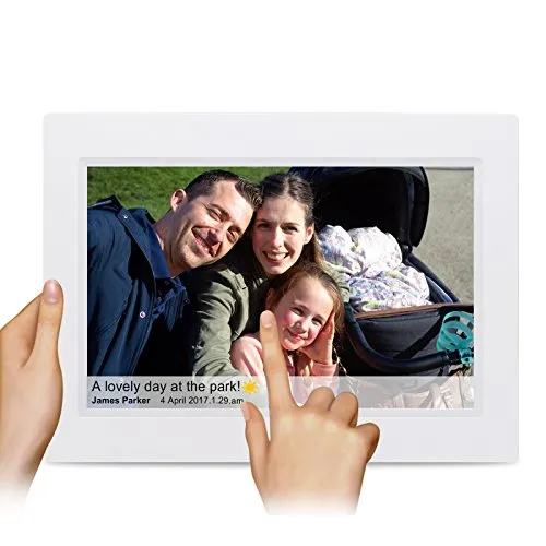 Feelcare 10 Inch Smart WiFi Digital Photo Frame with Touch Screen, Send Photos or Small Videos from Anywhere, IPS LCD Panel, Built in 8GB Memory, Wall-Mountable, Portrait&Landscape(White)