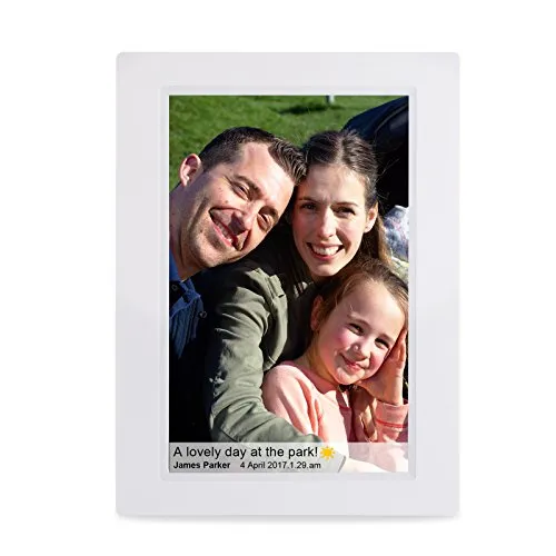 Feelcare 10 Inch Smart WiFi Digital Photo Frame with Touch Screen, Send Photos or Small Videos from Anywhere, IPS LCD Panel, Built in 8GB Memory, Wall-Mountable, Portrait&Landscape(White)