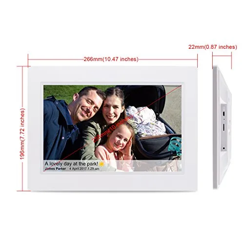 Feelcare 10 Inch Smart WiFi Digital Photo Frame with Touch Screen, Send Photos or Small Videos from Anywhere, IPS LCD Panel, Built in 8GB Memory, Wall-Mountable, Portrait&Landscape(White)