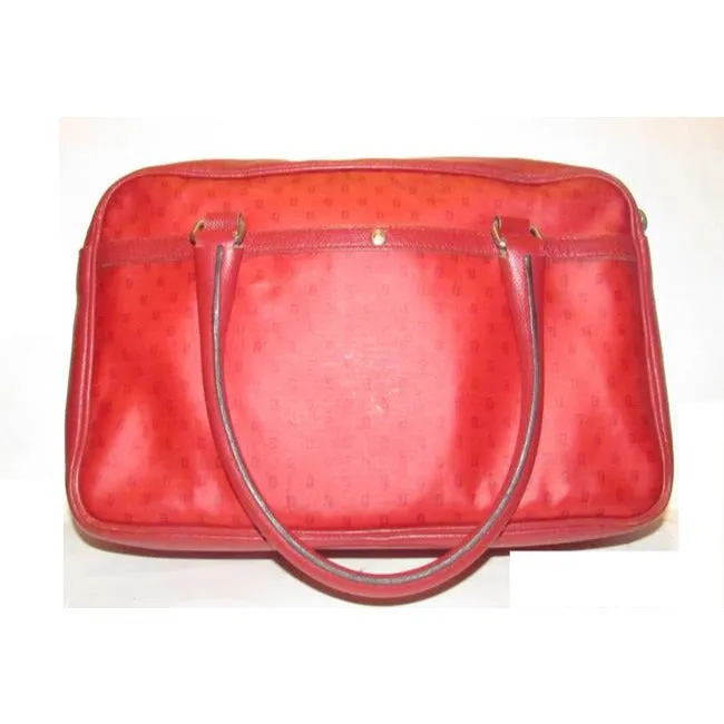 Fendi Early Sas Purse True Red Small F Or Zucchino Logo Print Coated Canvas And Leather Satchel