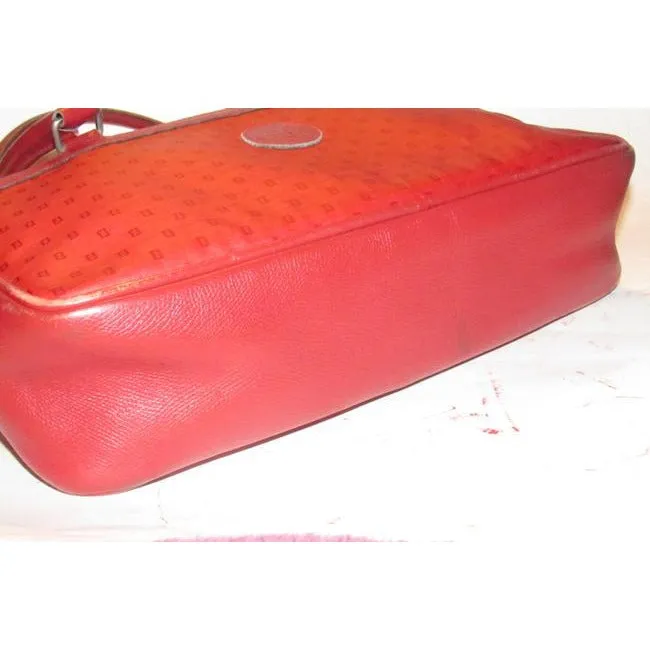 Fendi Early Sas Purse True Red Small F Or Zucchino Logo Print Coated Canvas And Leather Satchel