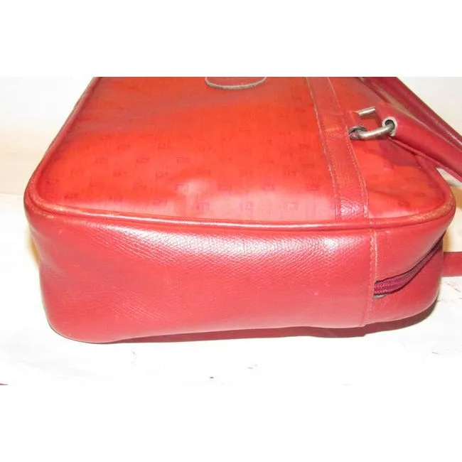 Fendi Early Sas Purse True Red Small F Or Zucchino Logo Print Coated Canvas And Leather Satchel