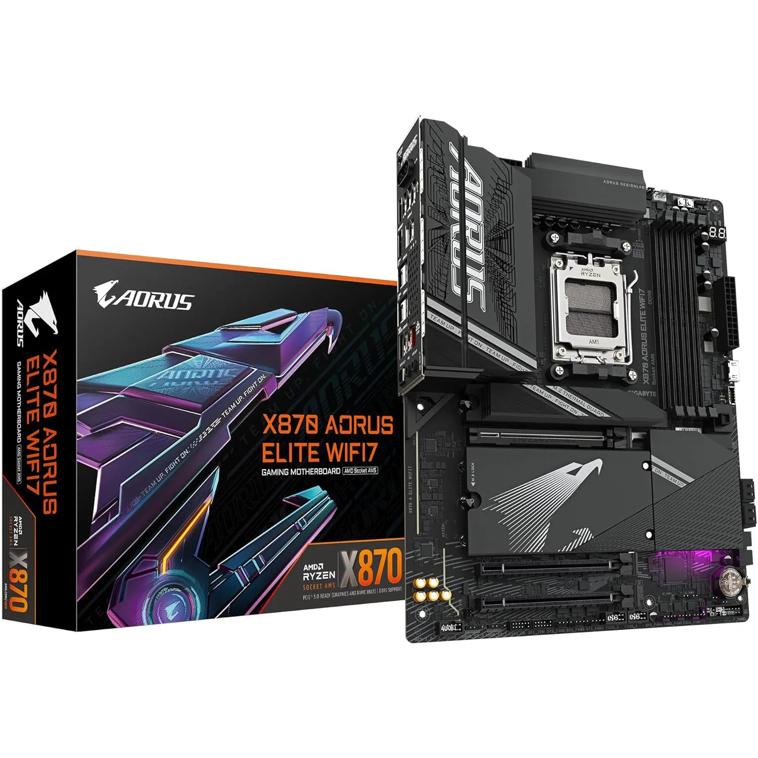 Gigabyte X870 Aorus Elite WiFi7 AMD Gaming Motherboard ATX, AM5, DDR5, USB 4.0, PCIe 5.0